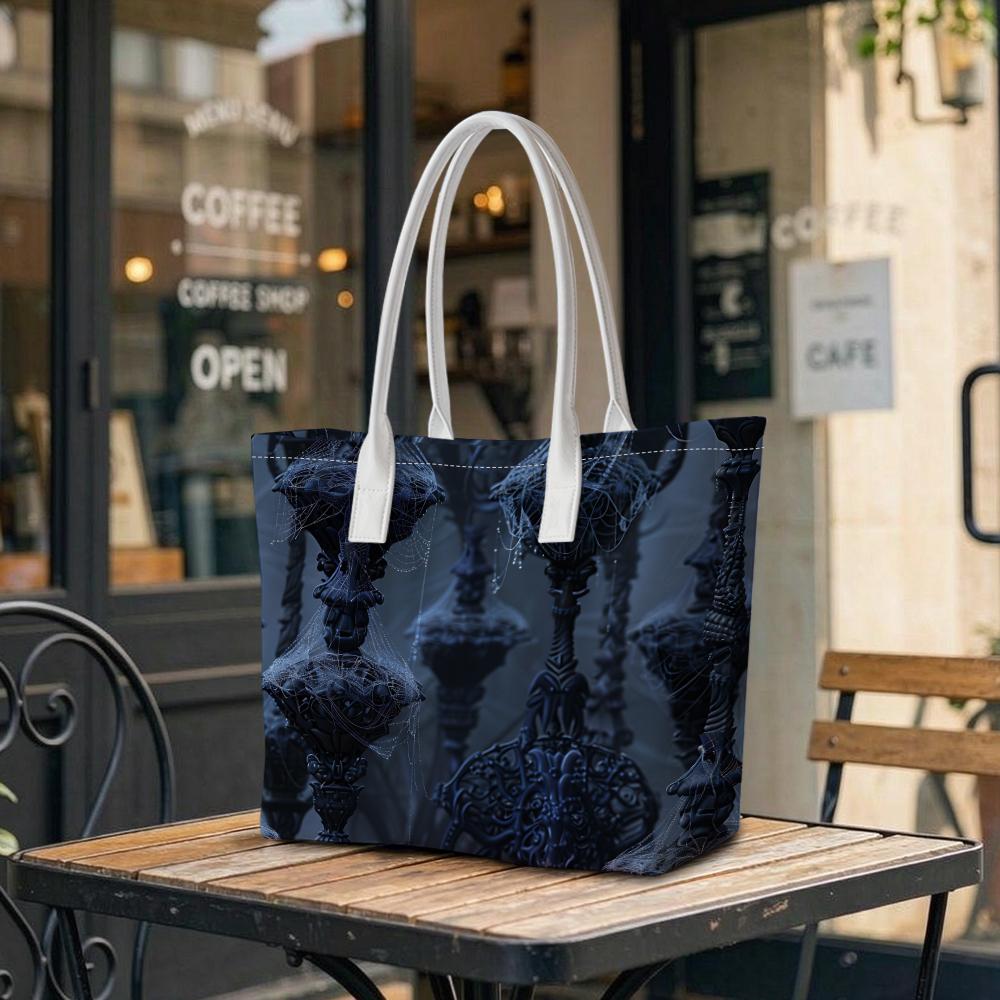 Gothic Dark Pattern Tote Bag Stylish Daily Casual Shoulder Carry Bag for Outdoor Use
