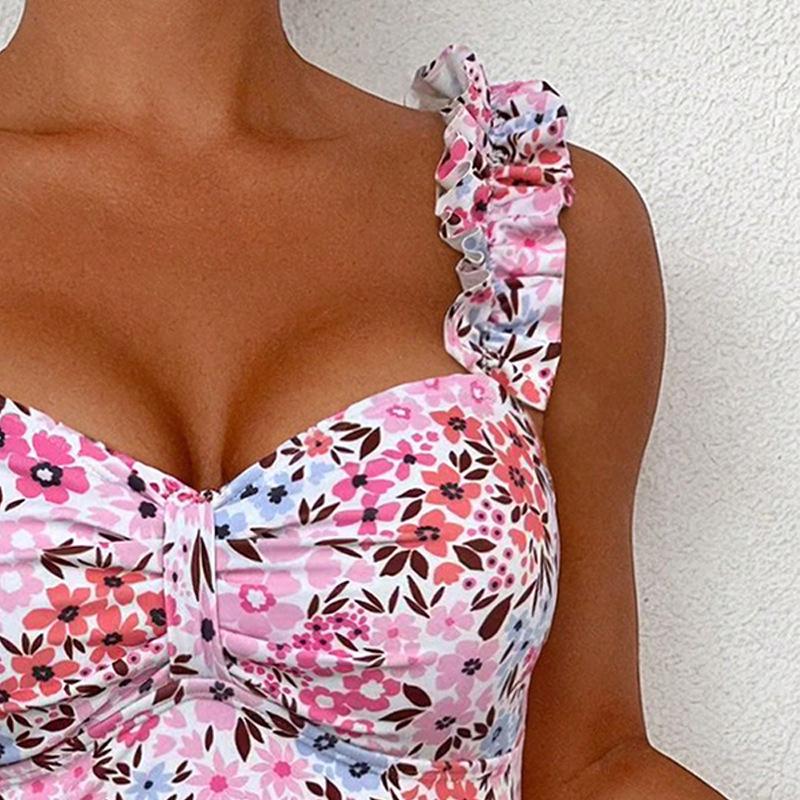 2025 Women's European & American Printed Skirted Bikini Set - Two-Piece Sling Swimsuit for Beach & Hot Springs