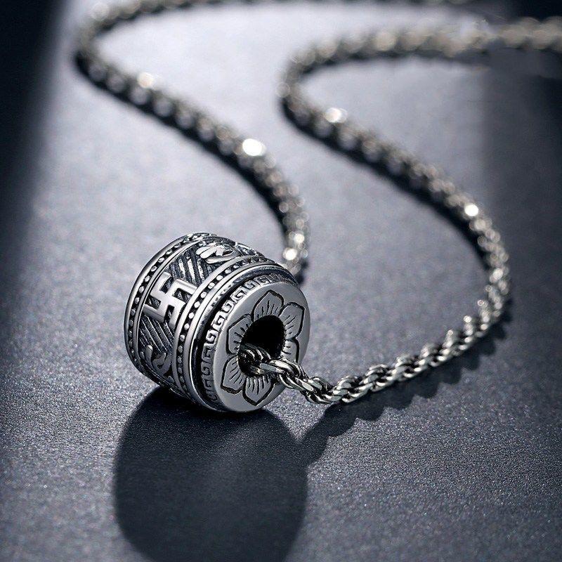 S925 Silver Six-Character Mantra Pendant Necklace: Trendy Unisex Titanium Steel Sweater Chain