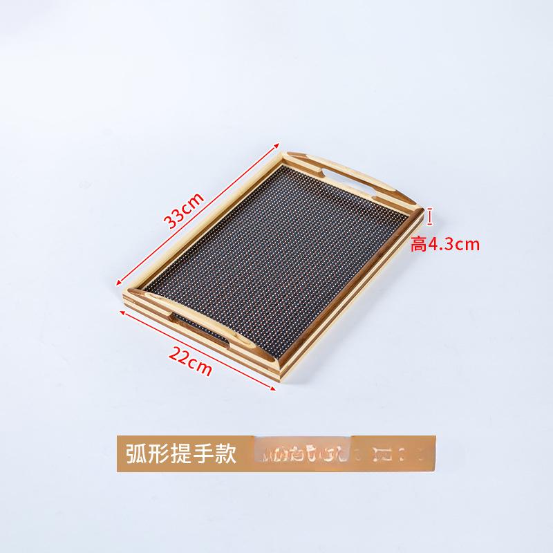 Retro Bamboo Imitation Rattan Tea Tray Home Cafe Bakery Storage Tray Simple Rectangular Tea Tray