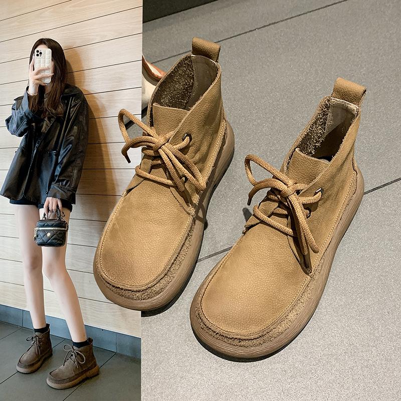 Støvletter Dame Vinter 2025 Ankelstøvletter Sneakers Snøstøvler Dame Platformsko Komfortable Rund Tå Lav Hæl Elegant Høst Punk