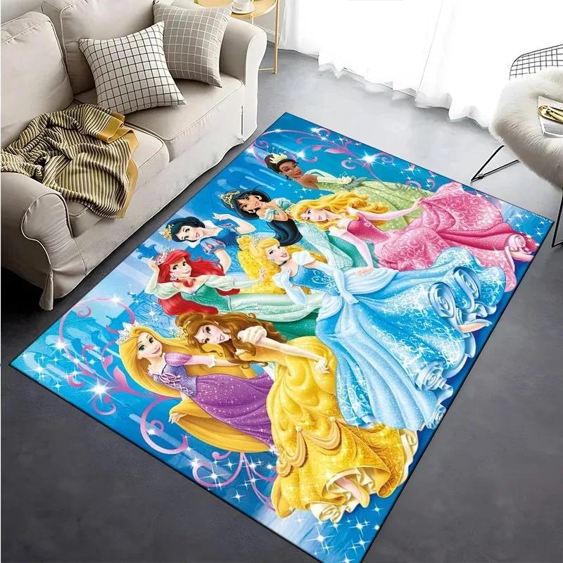 Disney Prinzessinnen Druck Teppich für Wohnzimmer Schlafzimmer Mädchenzimmer Heimdeko Rosa Zimmerdeko Bereichsteppich Rutschfeste Matte