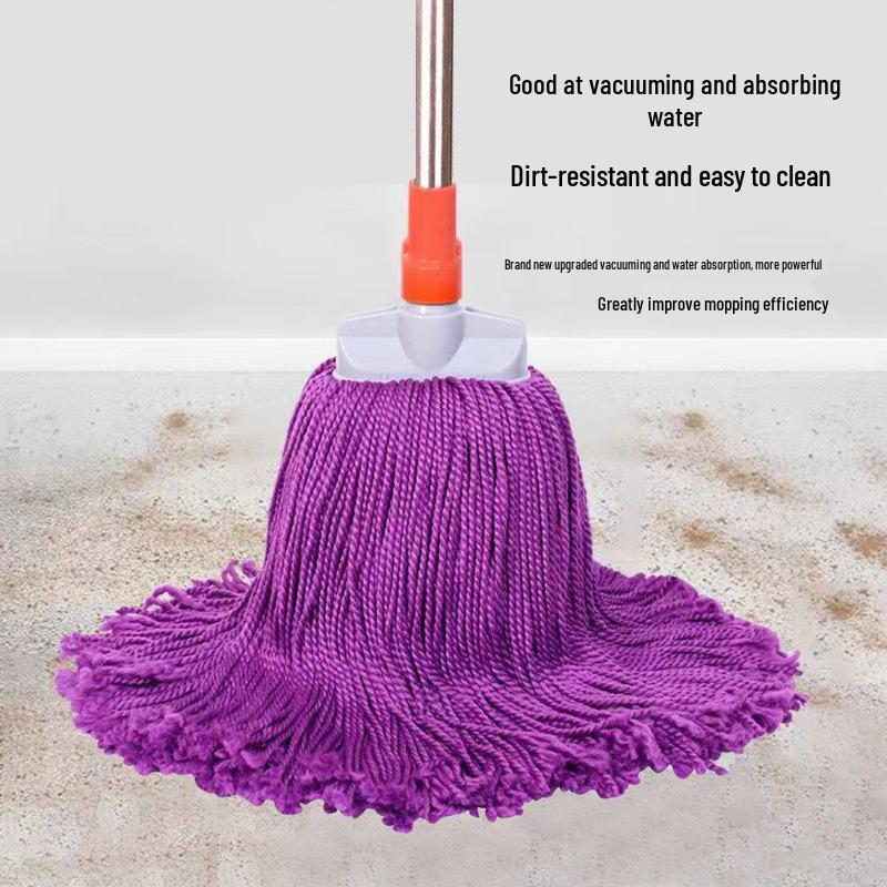 Dual-Use Seamless Rope Mop: Old-Fashioned Fiber Design for Dry and Wet Home Cleaning