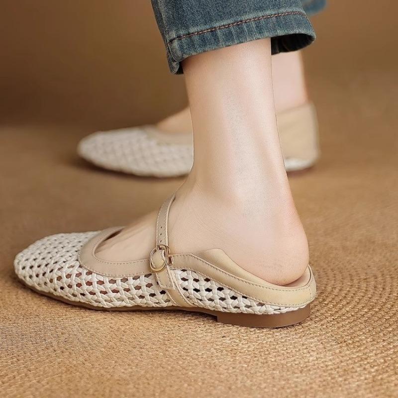 Sheepskin version~ Flat sole shoes women's new Mary Jane shoes with skirt soft sole hollow hole shoes