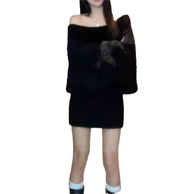 One-shoulder Twist Sweater for Women In Autumn and Winter New Style Thick Loose Lazy Soft Waxy Pullover Design Knitted Sweater