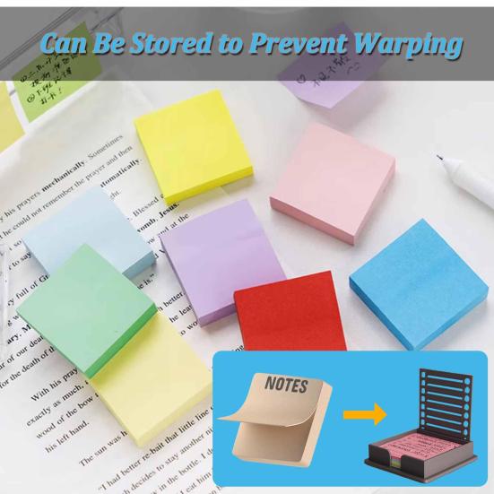 Sticky Note Holder with Stencil Plastic Post Note Dispenser Self-Sticky Note Pads Organizer with Line Drawing Template for Office Home