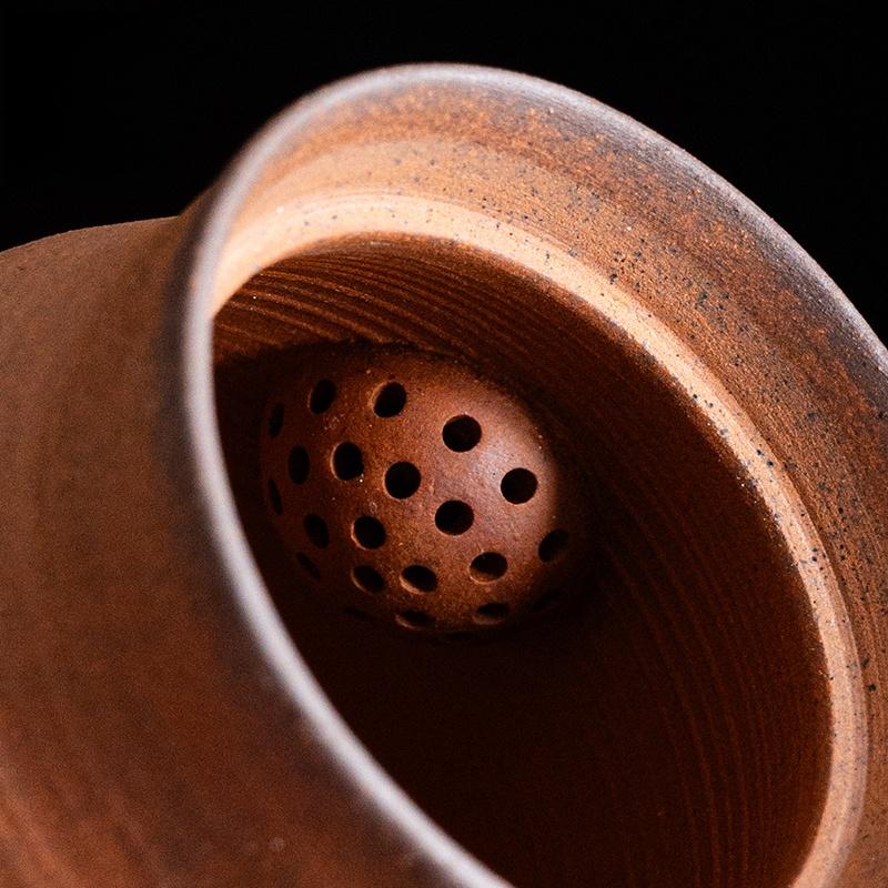 150ML Old Rock Mud Coarse Pottery Straight Tube Teapot Retro Ceramic Tea Brewing Pot Kung Fu Teapot Tea Kettle Tea Ceremony