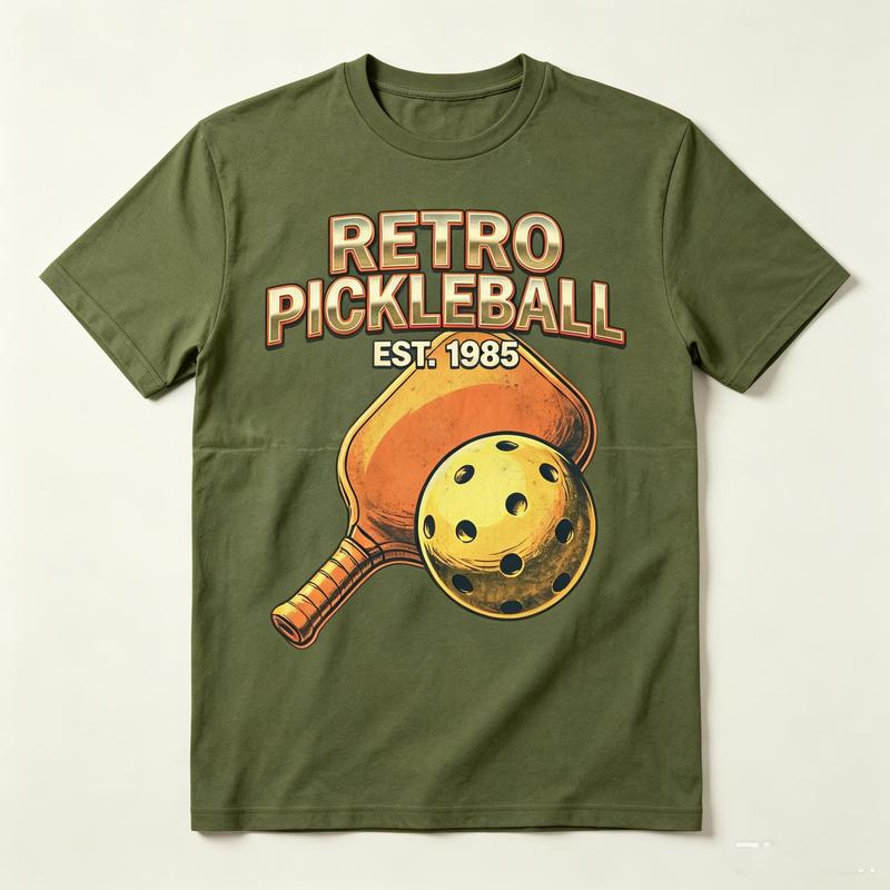 Pickleball 1985 Vintage TShirt Black White Navy Khaki Gray Olive Cotton Short Sleeve Sport Tee Streetwear Player Lover Life Fun