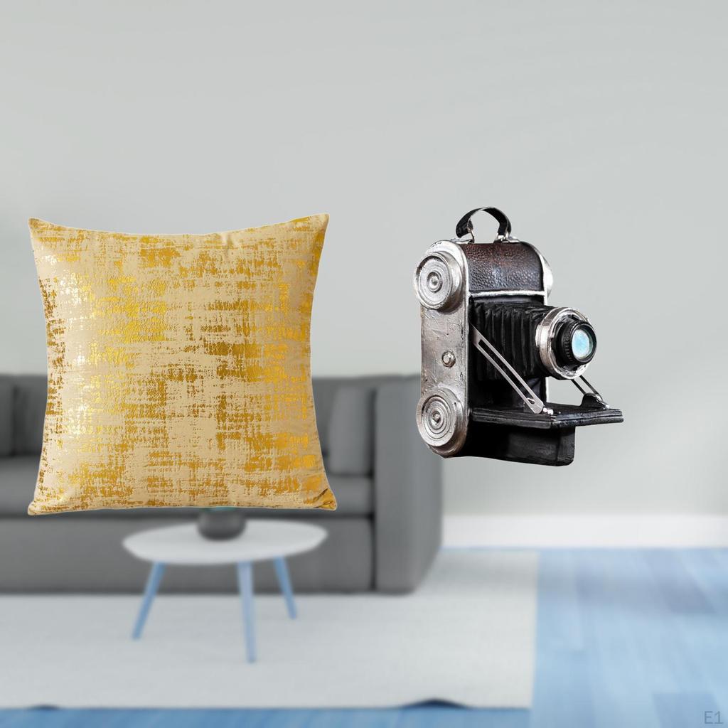 Elegant Resin Cushion Cover Camera Statue Model Decorative Pillowcase for Home Office Living Room