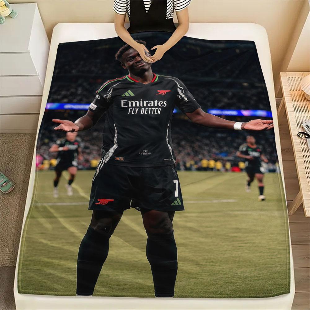 Bukayo Saka Printed Flannel Blanket, soft throw for bedroom sofa, washable, fan merchandise, great gift.