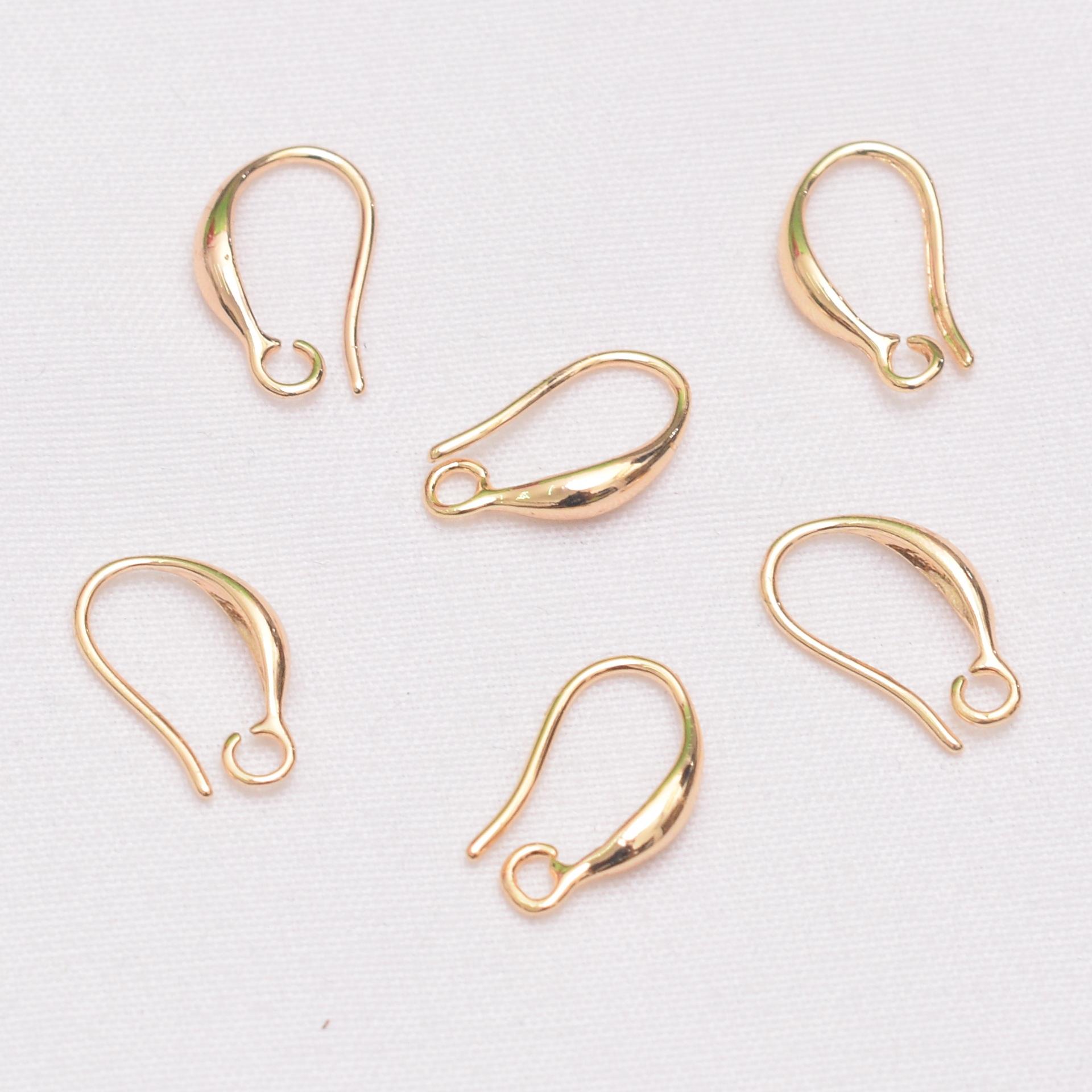 

10 шт. 18-каратного золота ушной крючок Материал Чистая медь Винтовое отверстие с подвесным ушным крючком DIY Ручная работа Глянцевые серьги Аксессуары Партия