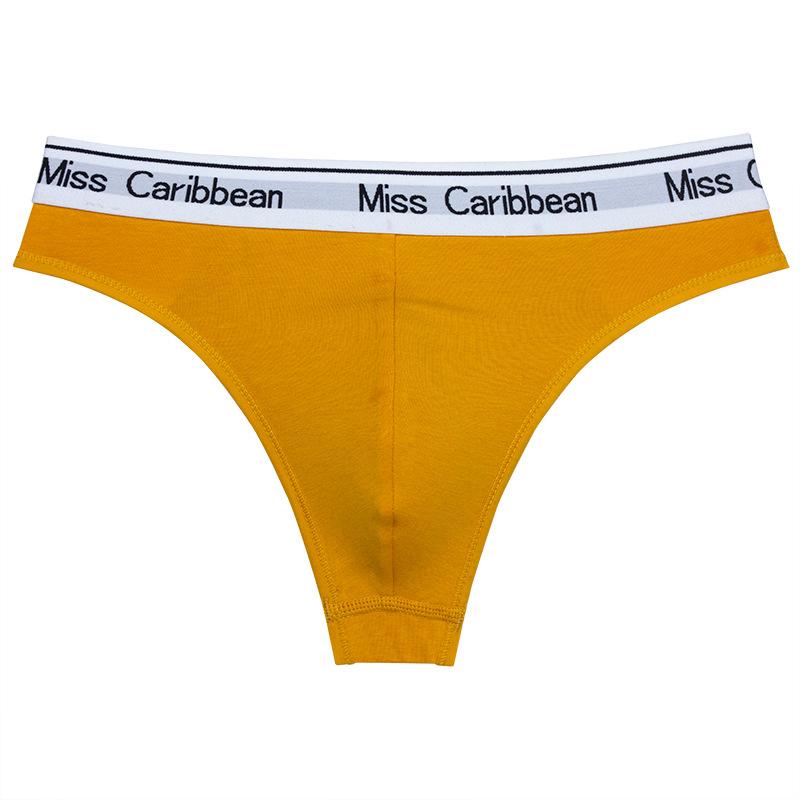 Men's Sexy Cotton Thong Low Waist Leak Hip Sports Panties Men Underwear with Convex Groove