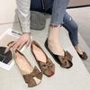 Fashion Ladies Footwear Square Toe Evening Women's Flat Shoes with Bow High Quality Fashion Low Price Discount Slip On Korean Style Non