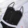 Conjunto de Sujetador de Encaje Francés Sexy Malla Ultradelgado Lencería para Mujer Conjunto de Tops de Verano con Tirantes Ropa Interior Moldeadora Negra Sujetadores con Conjuntos de Tanga
