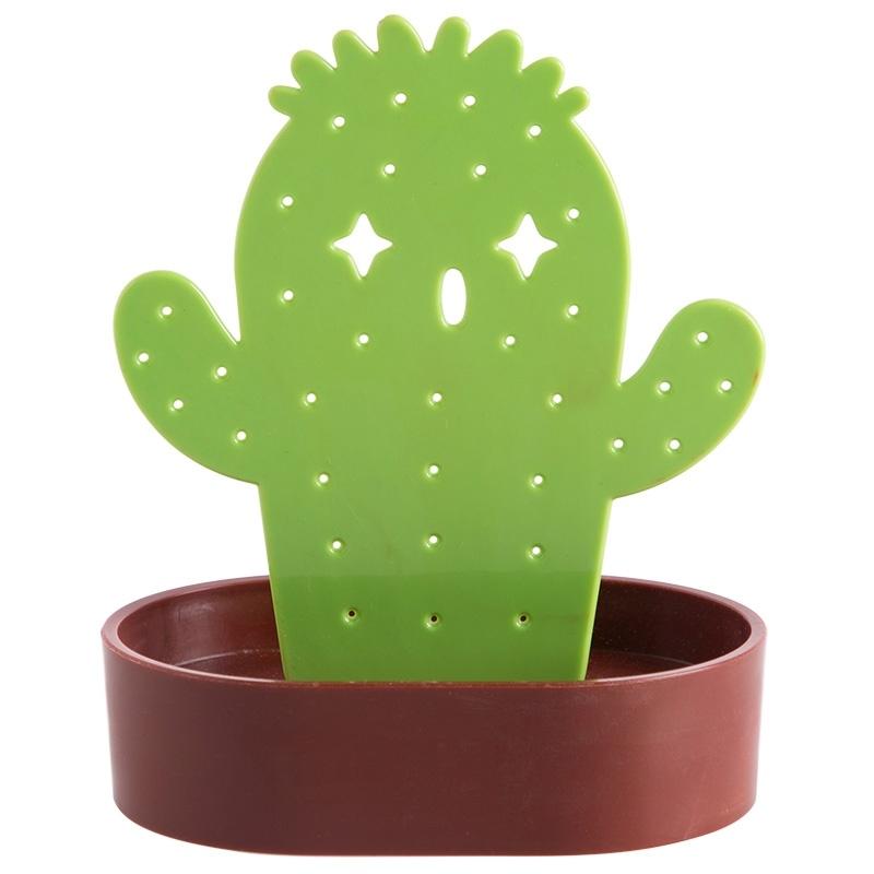 1 Stück Kunststoff Kaktusform Ohrringe Ringe Halter Aufhänger Armband Schmuck Organizer Präsentationsständer Aufbewahrungsregal für Mädchen Frauen
