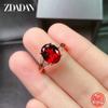 925 Silver Red Zircon Adjustable Ring for Women Fashion Jewelry