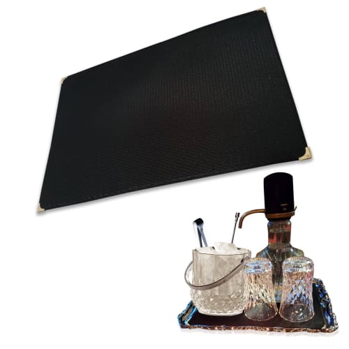 MMmall Ice Bucket Mat, Absorbent Cloth Mat for Snack Bars, Clubs, and Cabarets (Gold-Edged Set Mat, Black)