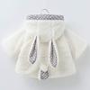 Mornyray Baby Fluffy and Warm Short Length with Bunny Ears and Thick and Warm for Fall and 100cm Girl's Coat, Fleece-Lined Jacket, Hood, Winter,