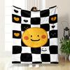 Smiley Face Checkered Blanket Bedroom Blanket for Livingroom Couch Lunch Break Soft Throw for Friend's Festival Gift