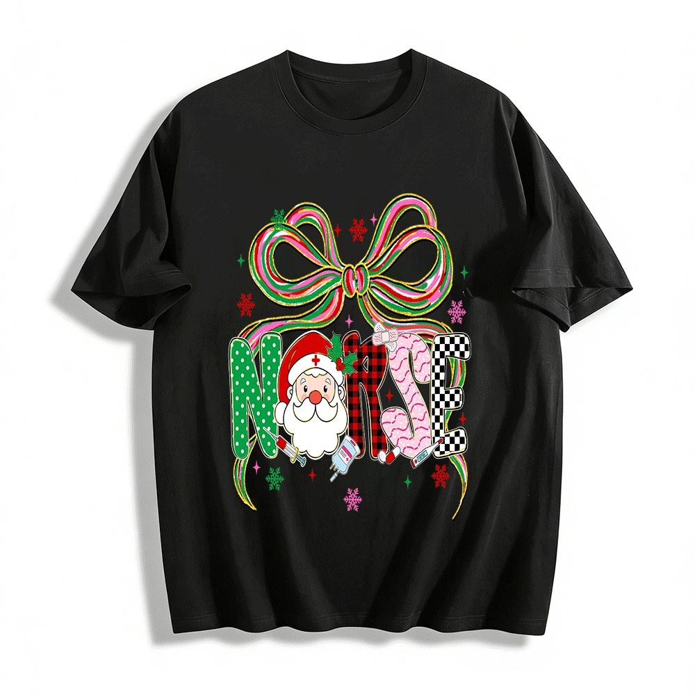 

Christmas Themed Nurse Fun Print Casual Top Pure cotton T-shirt XXS