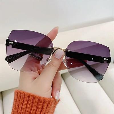 Retro Sunglasses Women  Designer Rimless Gradient Sun Glasses Fashion Shades Outdoor Sports Frameless Eyeglasses