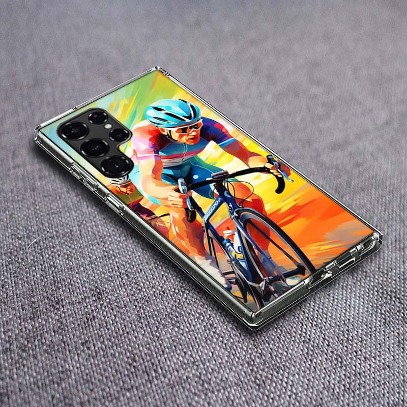 Bicycle Race Phone Case For Samsung Galaxy S24 S23 S21 S20 FE S22 S26 Ultra S25 Edge S10 Plus Cover Clear TPU Capa Shell Coque S