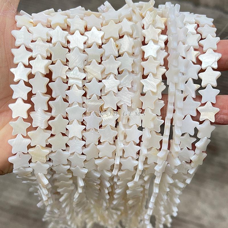 Natural White Mother-of-Pearl Starfish Beads (10/12mm) for DIY Jewelry Accessories