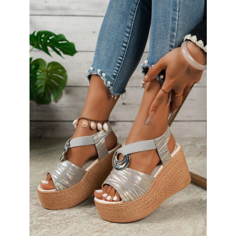 High Heel Big Size Sandalen Damen Slope Heel Dicker Boden Sandalen Fischmaul Casual Damen Sandalen