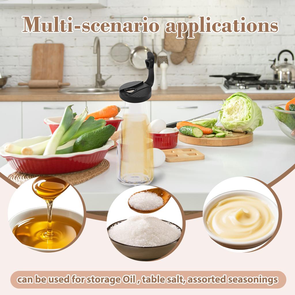 6Pcs Silicone Salad Dressing Jar Lid Easy Cleaning Closeable Cruet Glass Jar Cap for Home Restaurant Kitchen