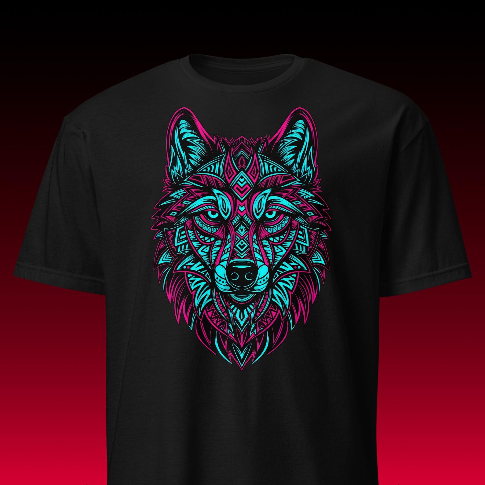 Neon Wolf Tee | Sacred Geometry | Spirit Animal Boho 4XL