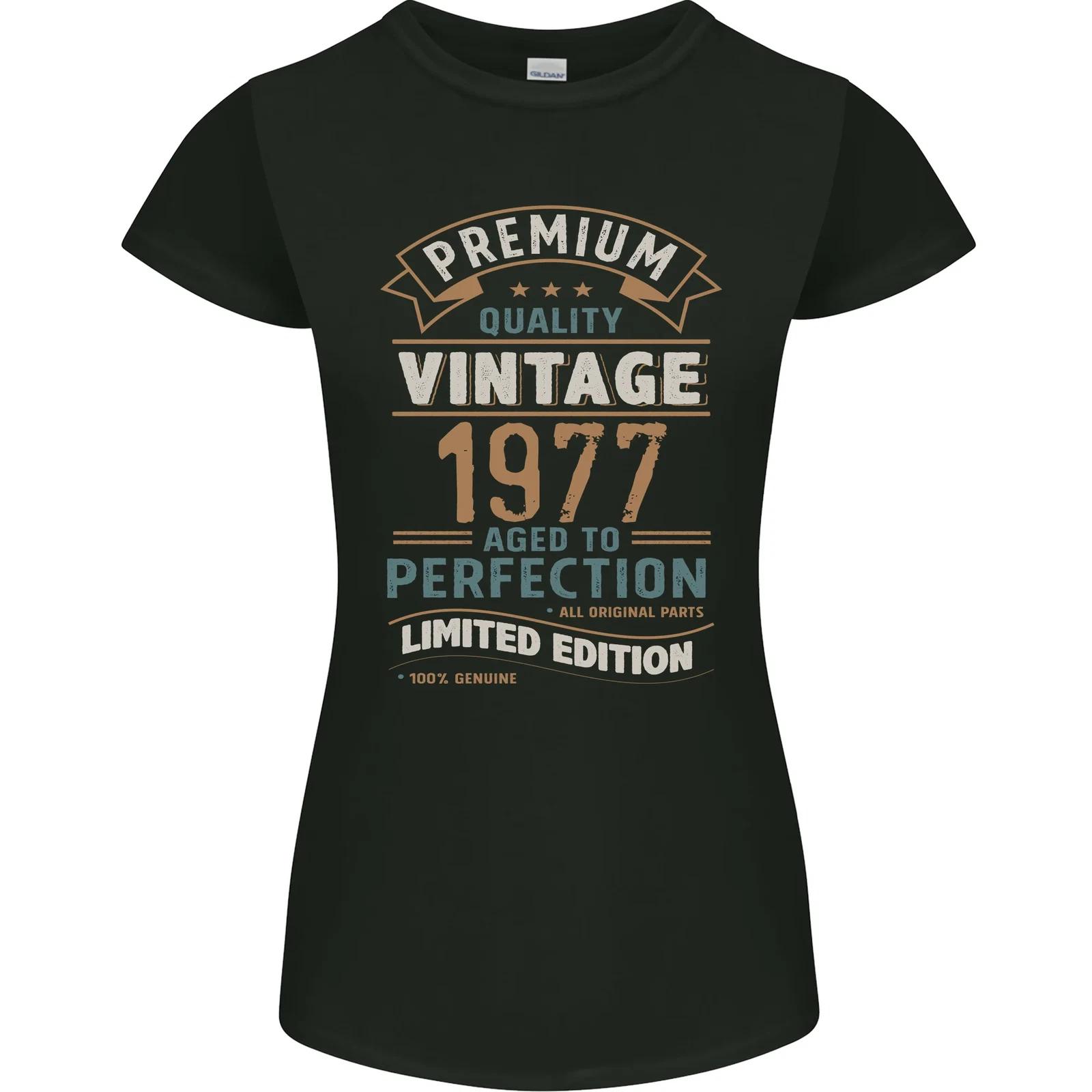 Премиум Винтажная Футболка для Женщин 48-й День Рождения 1977 года, Маленький Размер XL