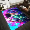 Colorful Anime Warrior with Sword & Dragon Print Carpet Design Suitable for Use As an Anti-slip for Living Room Bedroom Sofas