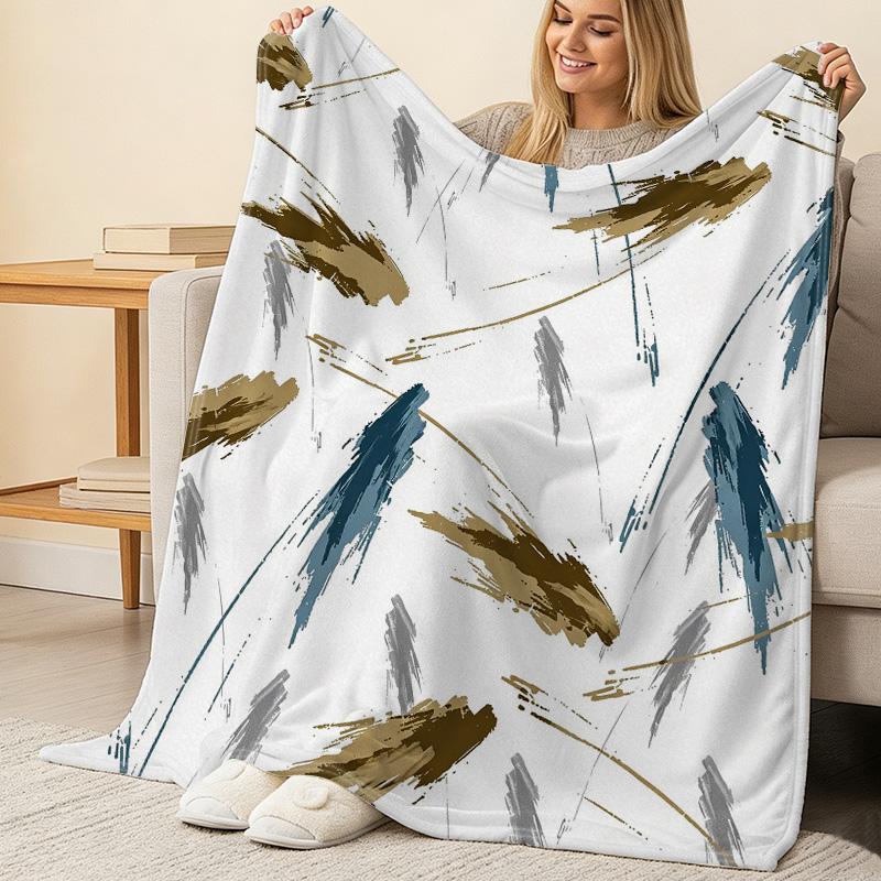 Abstract Art Print Flannel Blanket – Soft Cozy Warm Throw, Ideal for Home, Christmas & Halloween Use