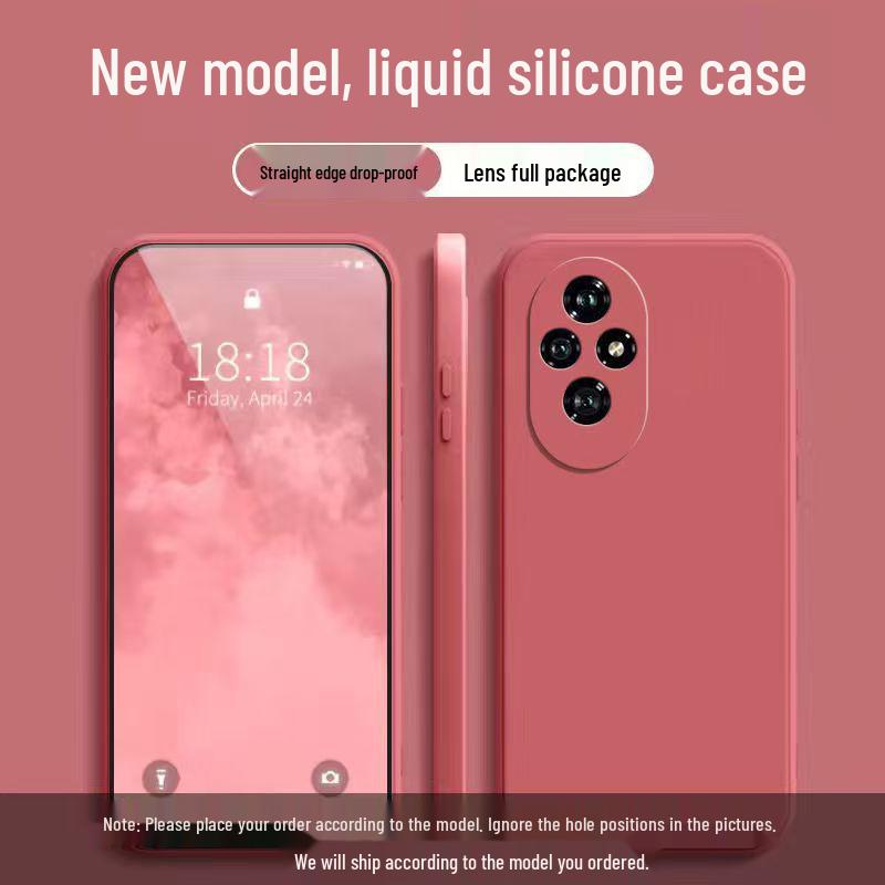 Honor 200 Case: Solid Color Liquid Full Coverage, Drop Protection, Soft Straight Edge Design