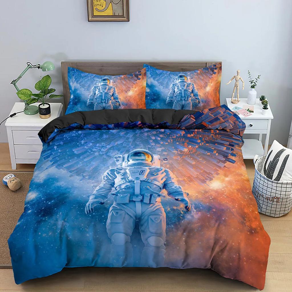 Astronaut Soft Duvet Cover Glowing Jelyfish for Children Kids Tens Young Boys Girl Rom Decoration Galaxy Space Planet Universe Sea Creatures King