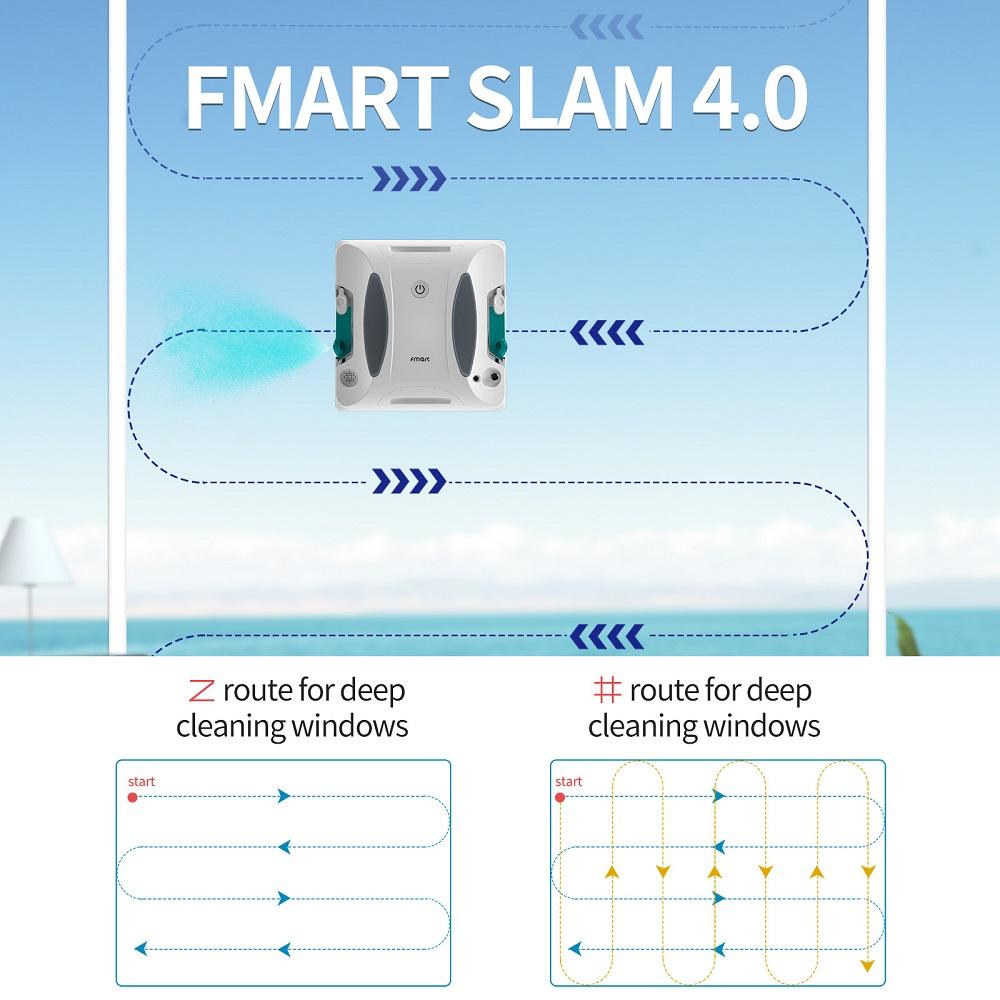 FMART W6 Window Cleaner Robot Double-Sided Spray Water, 3800Pa Strong Suction Smart Window Cleaning Robot