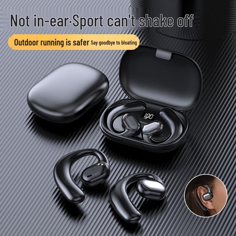 New Bone Conduction Bluetooth Sports Earphones with Dual Ear, Non-In-Ear Design, Digital Display, and Sweatproof.