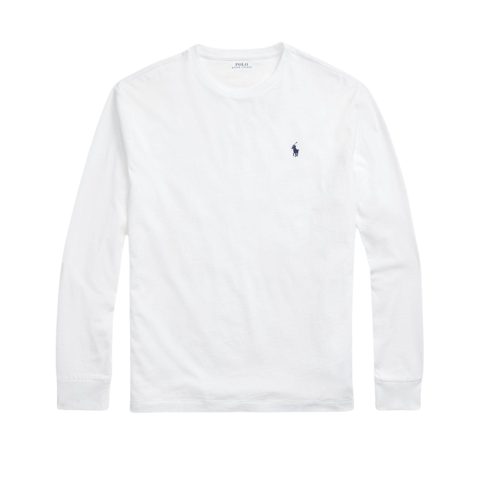 Ralph Lauren Polo  Effen Gebreide Katoenen Longsleeve T-shirt Heren tops Wit 489738 L