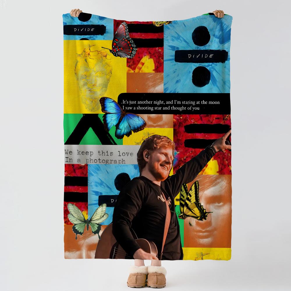 Music E-Ed S-Sheeran Throw Soft Warm Flannel Blanket, Multi-use Throw for Bed Sofa Office, Air Conditioning Nap Blanket 75x90cm