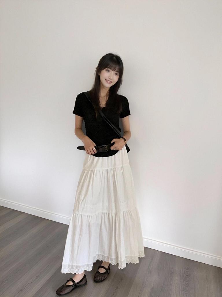 Elegant Hollow Lace Embroidery Patchwork High-Waisted A-Line Midi Skirt - 2026 Versatile Women's Fashion in White