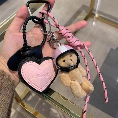 Schattige Helm Beer Hanger DIY Persoonlijkheid Auto Sleutelhanger Decoratie Charm Geweven Touw Hanger Mobiele Telefoon Sleutelhanger Tas Accessoires
