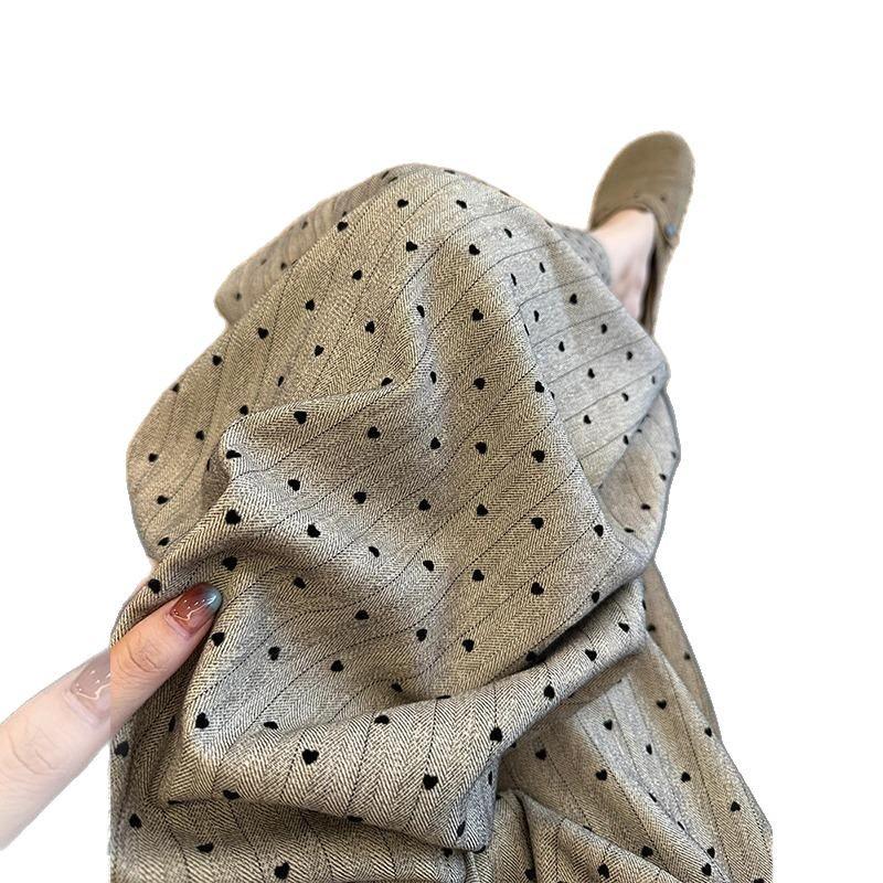 Petite Khaki Polka Dot Wide-Leg Pants for Women