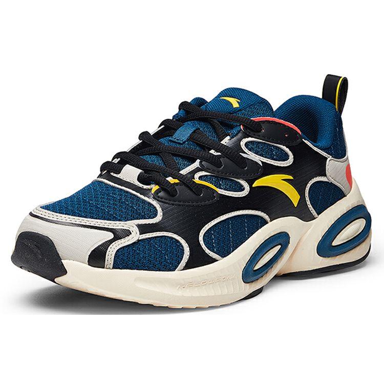 Anta Comfortable Shock Absorbing Low Top Running Shoes Men Sneakers Blue Black 112025591-2