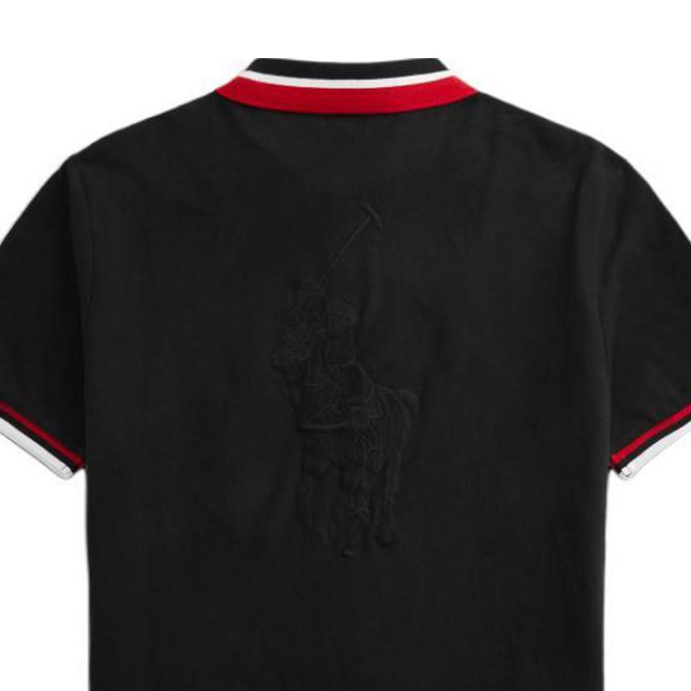 Polo Ralph Lauren Striped Logo Embroidered Vertical Button Short Sleeve Polo Shirt Men tops Black 710828371-001