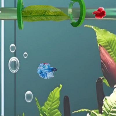 Fischtunnel für Aquarium Betta-Lebensraum mit Blatt schwebend Acryltunnel Garnelenhöhle Aquarium Dekoration zur Bereicherung Versteck