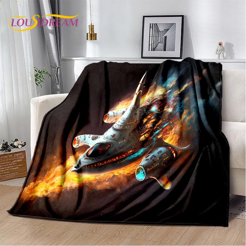 Spaceship  Spacecraft Universe UFO Blanket,Flannel Soft Throw Blanket for Home Bedroom Bed Sofa Picnic Office Hiking Kids Cover