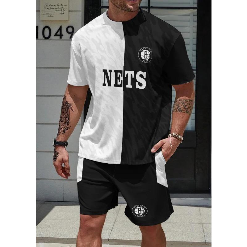 Men's Summer 3D Printed Casual Set Fashionable Comfortable Loose Color Printed Ball Sport Wear