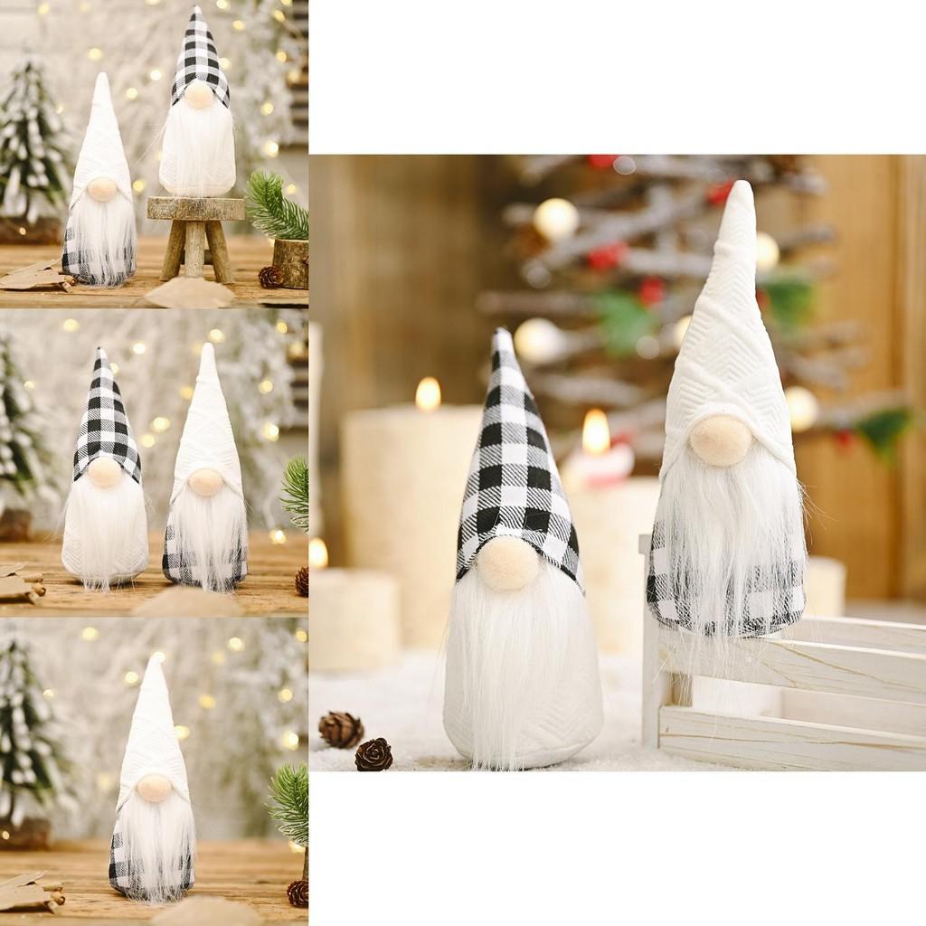 Festliche Schwarz-Weiß-Karos Wald-Ältesten-Puppe Kreativer Dekorativer Weihnachtsakzent