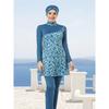 2-piece Muslim Women's Elegant Tree Branch Color Matching Print Seaside Swimsuit Full Coverage Swimsuit Set Beachwear Burkini Swimsuit Set (without