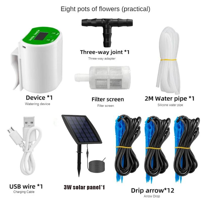 Solar Watering Drip Irrigation Kit System Auto Self Watering Device with Timer for Flower Plants House Potted Water Dispenser